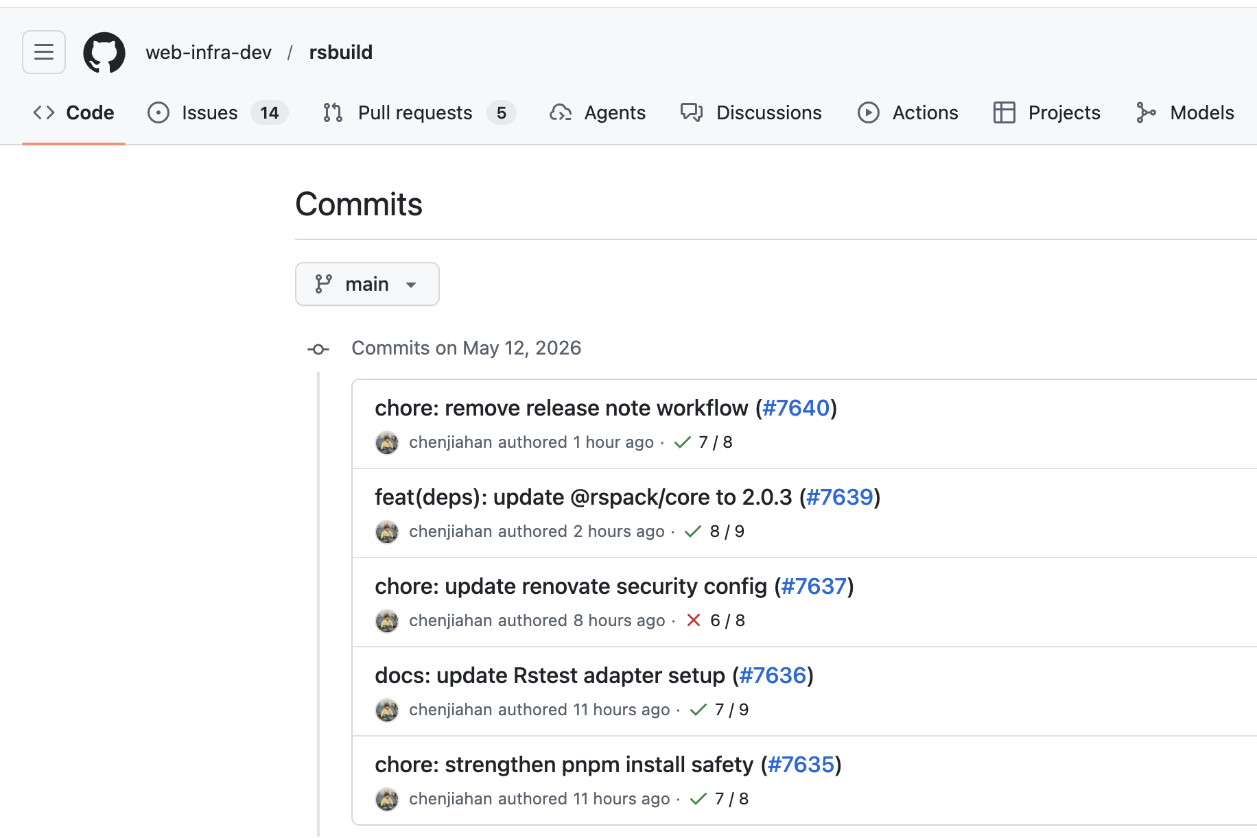 Rsbuild updates its GitHub Actions workflow yaml file